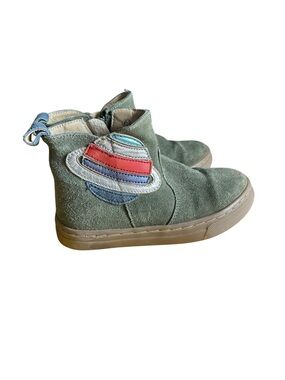 Mini Boden Kids Boots Sz 27 (10 toddler) Green Suede Planet Saturn Leather